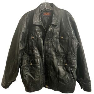 Vintage Rafael Leather Bomber Jacket Size Large Men Black 80s Moto Biker…